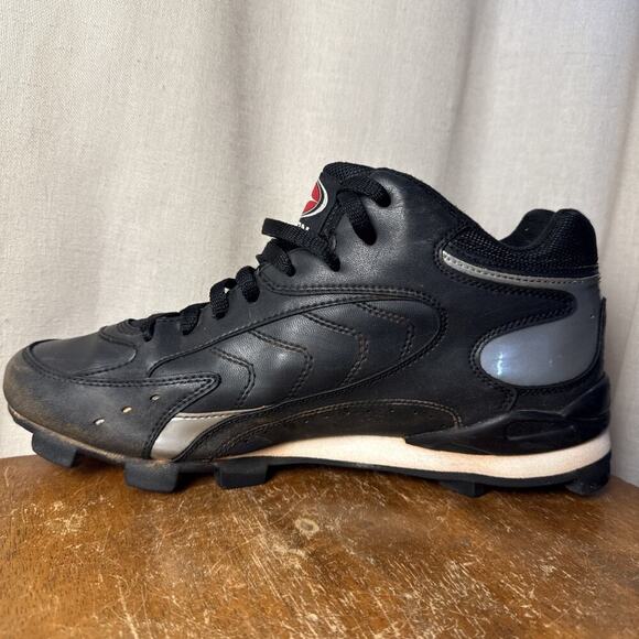 Size 12.5 Men’s Black Low Rubber Easton Launch‎ Leather Baseball Cleats - Picture 4 of 9